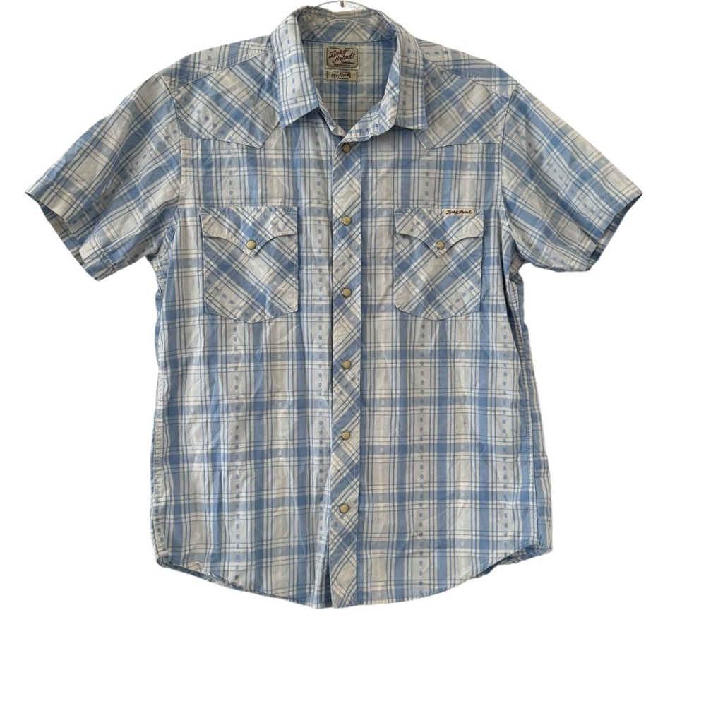 Lucky Brand Mens Short Sleeve Western Shirt with a Pearl Snap Buttons Sz Medium